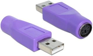 Adapter Delock USB Type-A male > PS/2 female, lilla